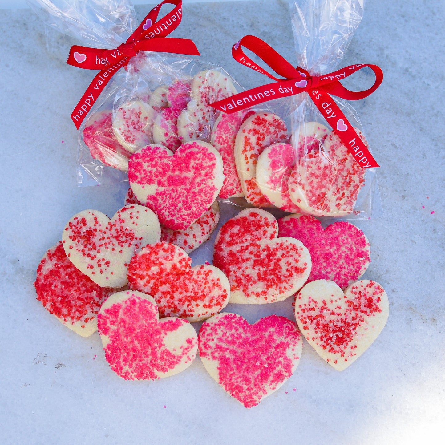 4-piece "Unglazed Petite Hearts with Sprinkles" Shortbread Cookies Individually Bagged