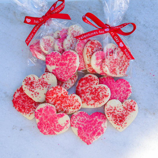 4-piece "Unglazed Petite Hearts with Sprinkles" Shortbread Cookies Individually Bagged