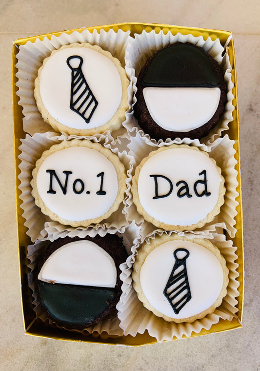6-piece "Black and White No 1 Dad" Shortbread Combo Gift Box
