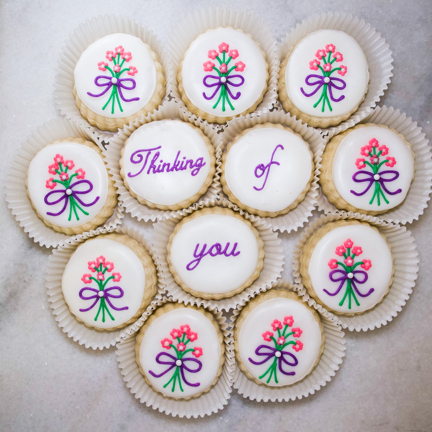 "Thinking of You" Bouquet Shortbread Cookie Gift Tin