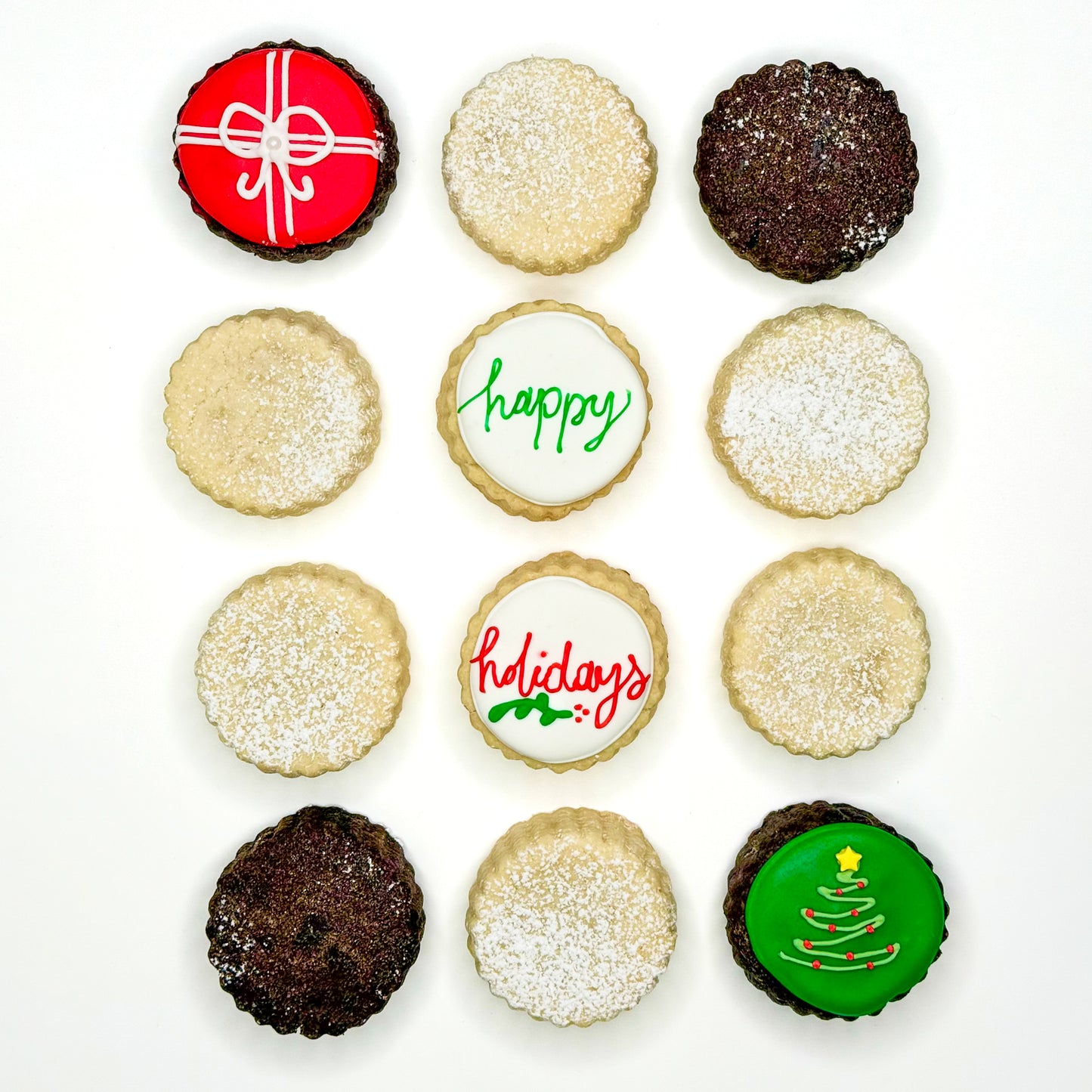 "Happy Holiday" 12-Piece Assorted Combo Shortbread Gift Box