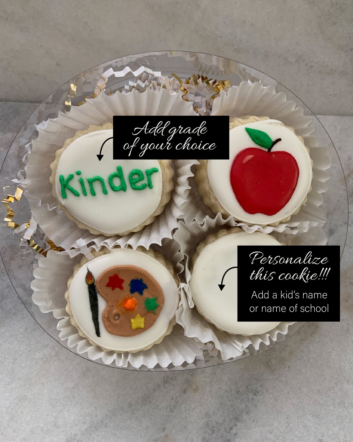 Personalized "Back to School" Shortbread Cookies Gift Tins - NEW